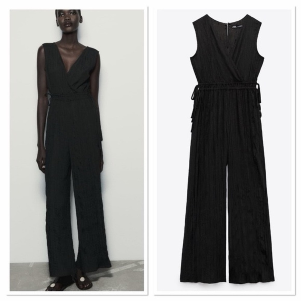 Zara Textured Black Jumpsuit